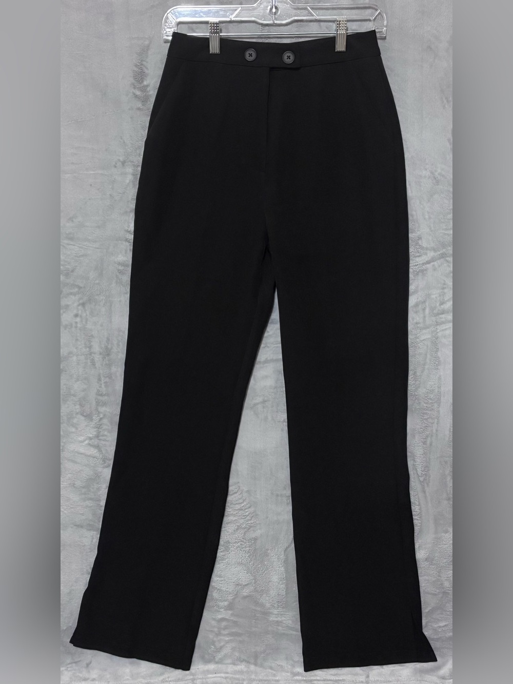 4th & Reckless Black High Waisted Straight Leg Split Hem Trousers Pants US S NWT